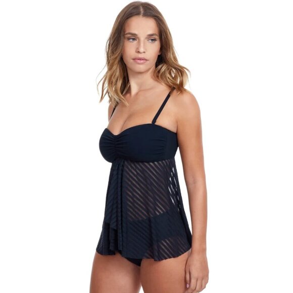 Profile By Gottex Other - Gottex Sheer Bliss Tankini Top Swimsuit Bandeau Fly A Way Black Feminine Beach